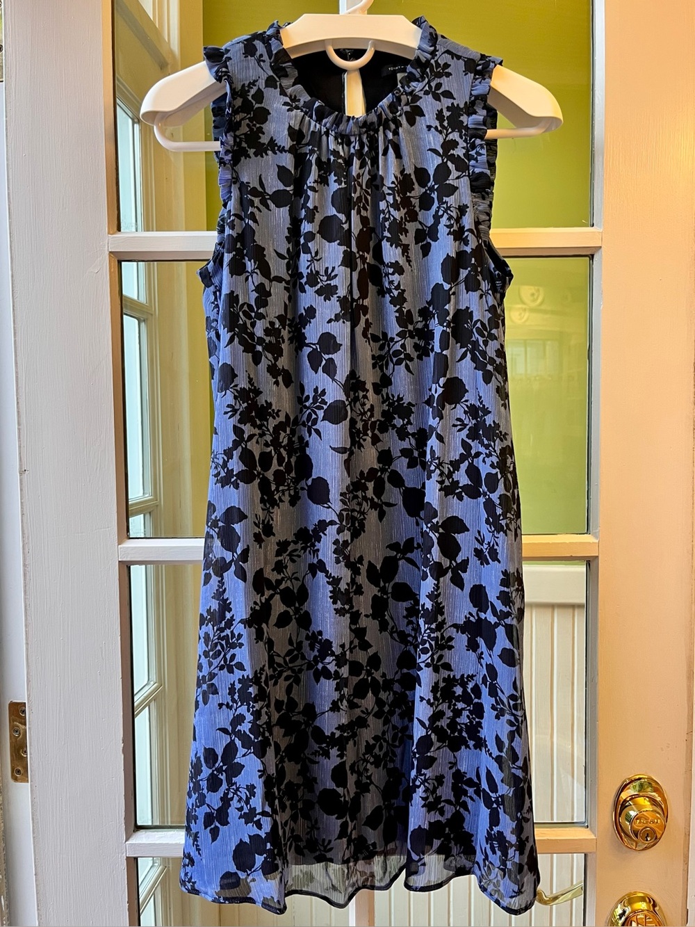 Tommy Hilfiger Sleeveless Blue Floral Shift Dress with Ruffles, Spring & Summer